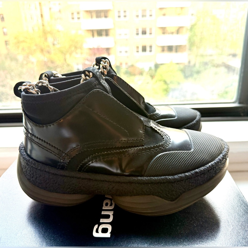 Alexander Wang A1 Platform Slip On Boots Black with Removable Chain